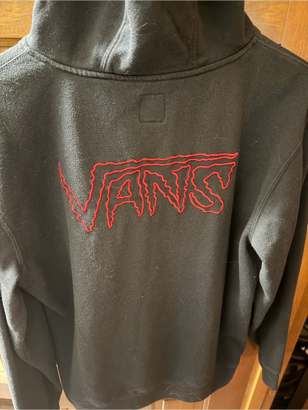 Vans Black Hoodie with Red Logo